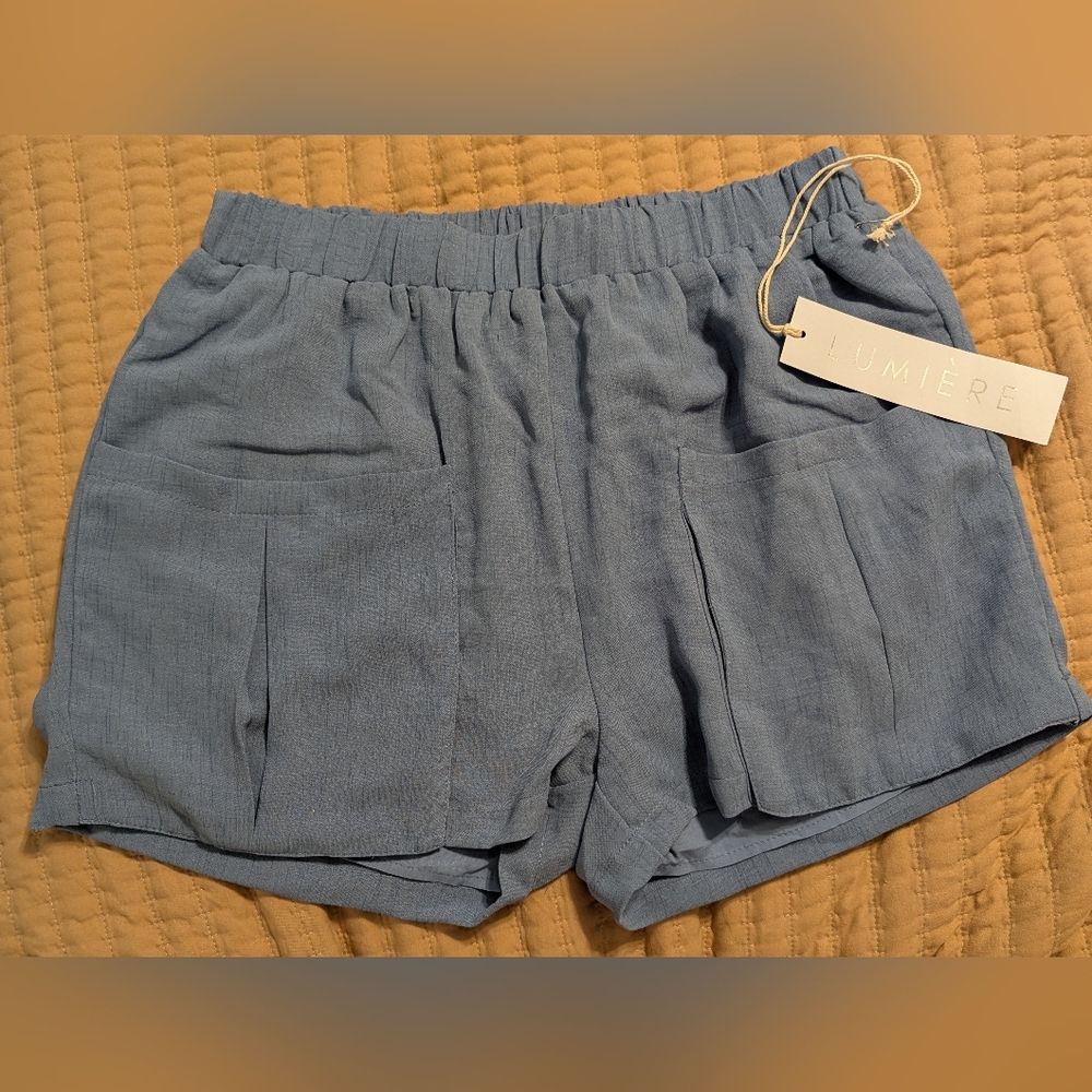 Lumiere Women's Blue Paperbag Shorts